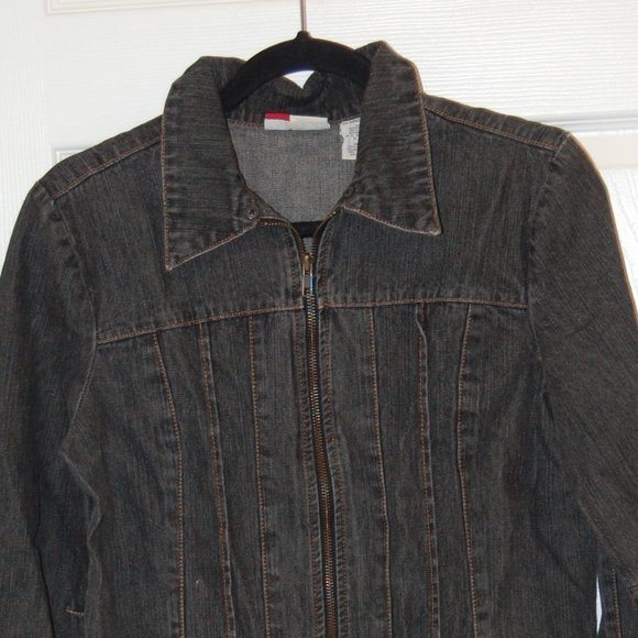 Faded Glory 1972 Women's Dark Blue Denim Zipper Front Jacket Size Large - Picture 2 of 16